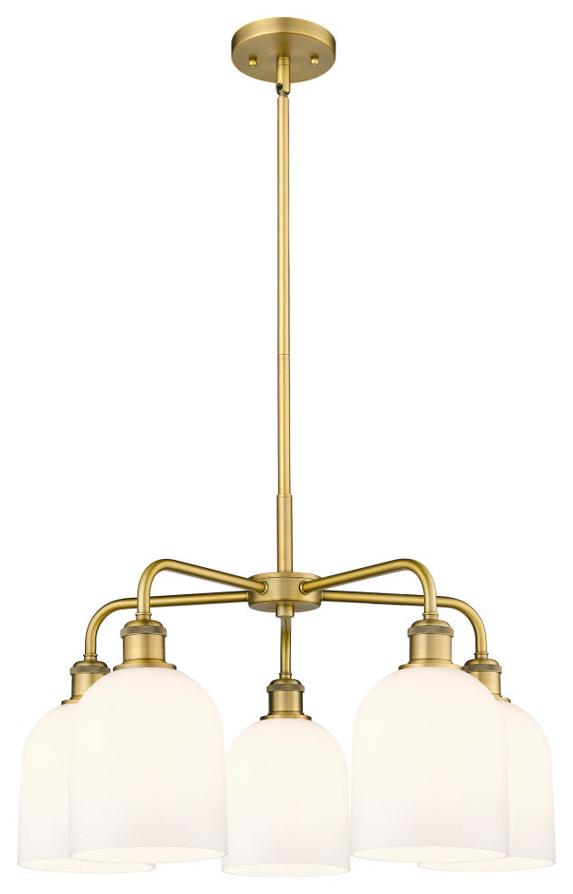 Ballston-Bella 5-Light 24" Stem Chandelier, Brushed Brass, Gloss White
