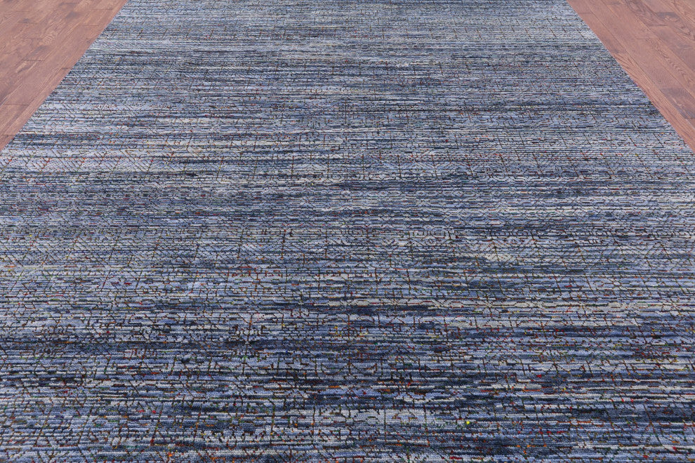 9' 11" X 13' 6" Hand Knotted Persian Gabbeh Wool and Silk Rug Q8600
