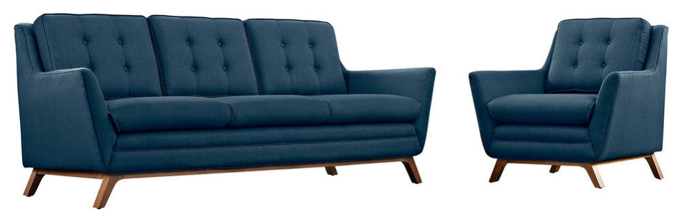 Modway Beguile Living Room Set Upholstered Fabric, Set of 2, Azure