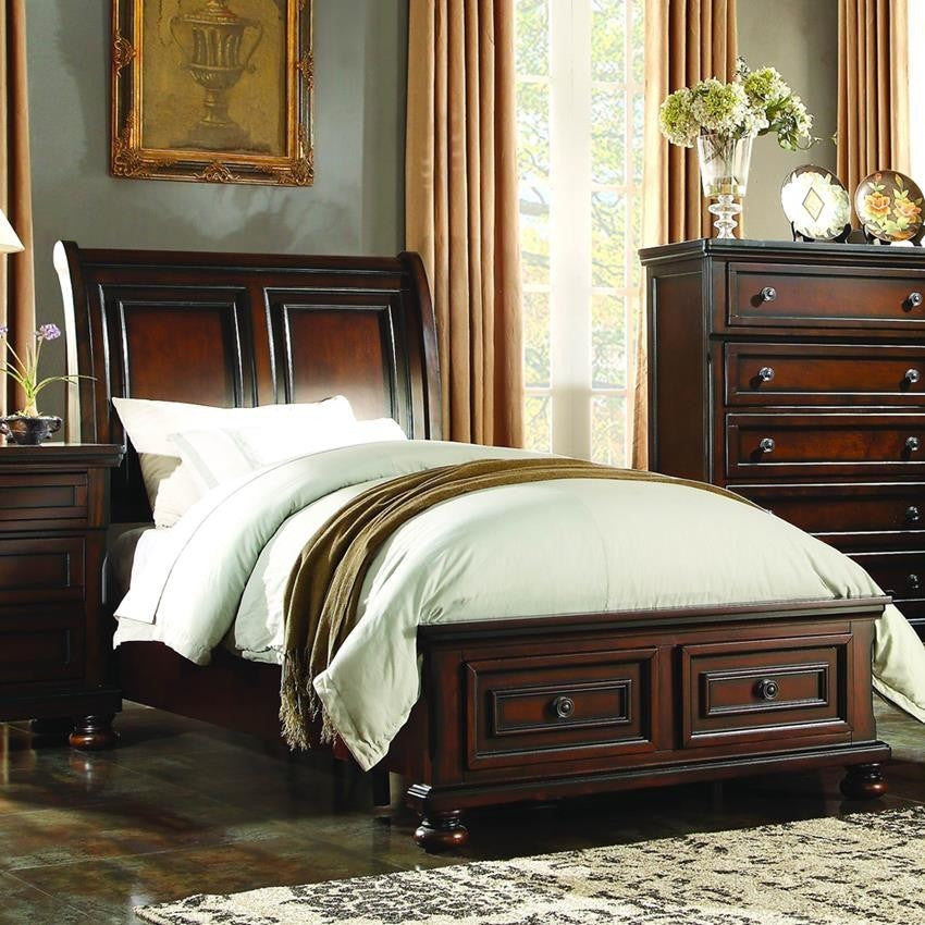 Homelegance Cumberland Sleigh Platform Bed With Storage Footboard