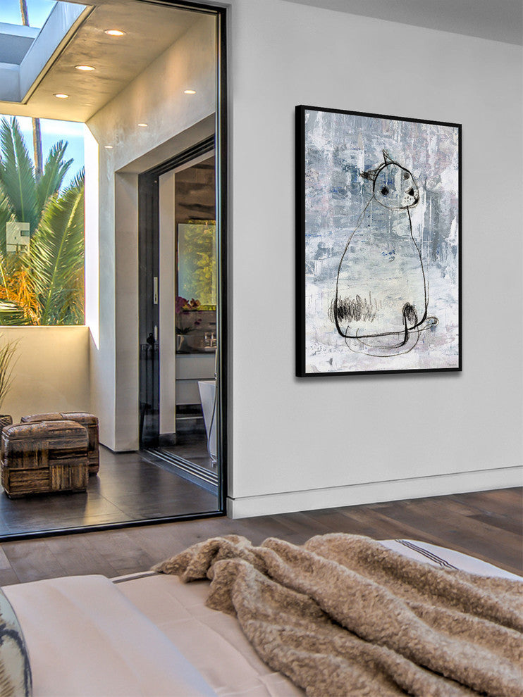 "Cat Outline" Floater Framed Painting Print on Canvas, 40"x60"