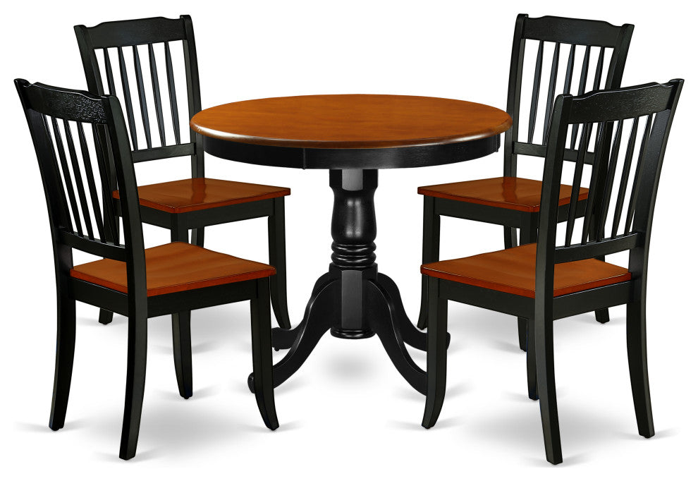 5-Piece Round 36" Table and 4 Vertical Slatted Chairs