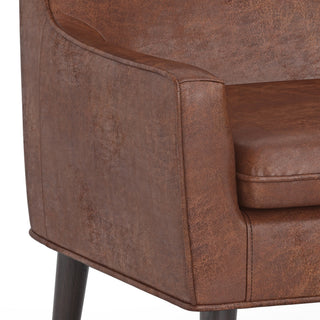 Robson Accent Chair, Faux Leather, Distressed Saddle Brown