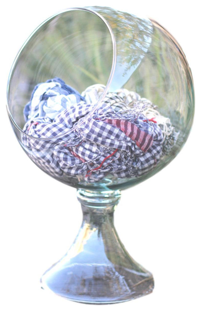 Round General Store Tilted Glass Display Globe Pedestal Candy Storage Bowl