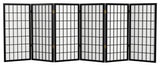 3' Tall Window Pane Shoji Screen, Black, 6 Panels