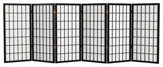 3' Tall Window Pane Shoji Screen, Black, 6 Panels
