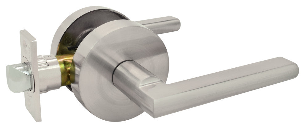 Nuk3y Thor Series Lever Door Handle Round Modern Contemporary Leverset, Satin Ni