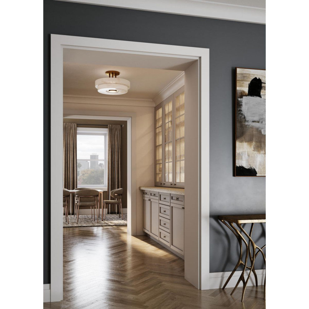 Tosca Collection Three-Light Luxe Semi-Flush Mount Light, Brushed Bronze