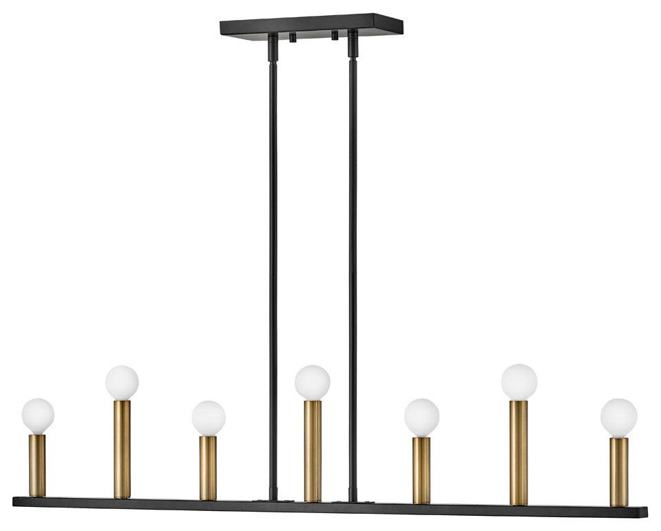 Lark Lazlo 40" Linear Chandelier, Black + Lacquered Brass
