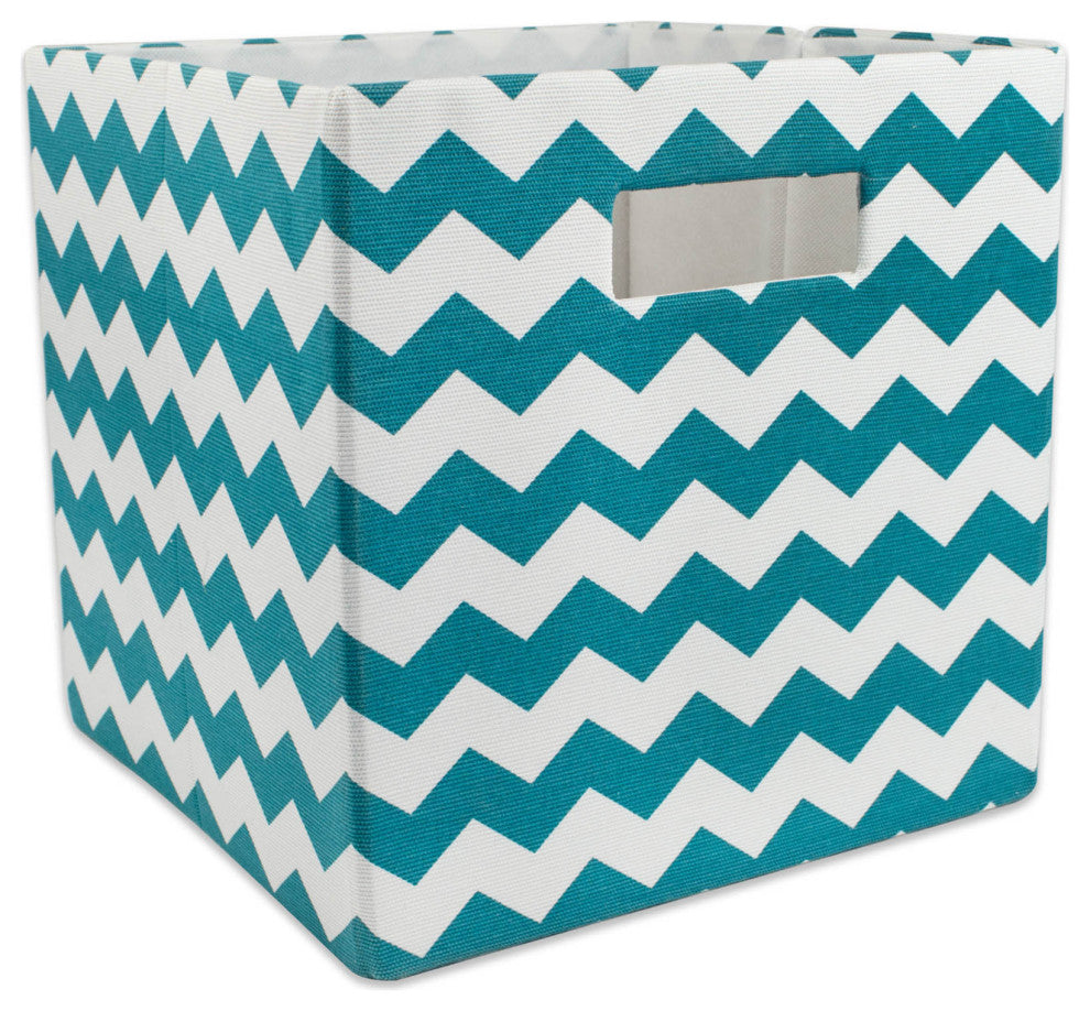 Polyester Cube Chevron Teal Square 13"x13"x13"