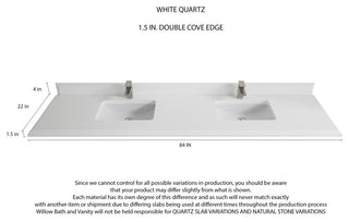 Sonoma 84 Double Sink Reeded Bath Vanity in Black 1.5" White Quartz