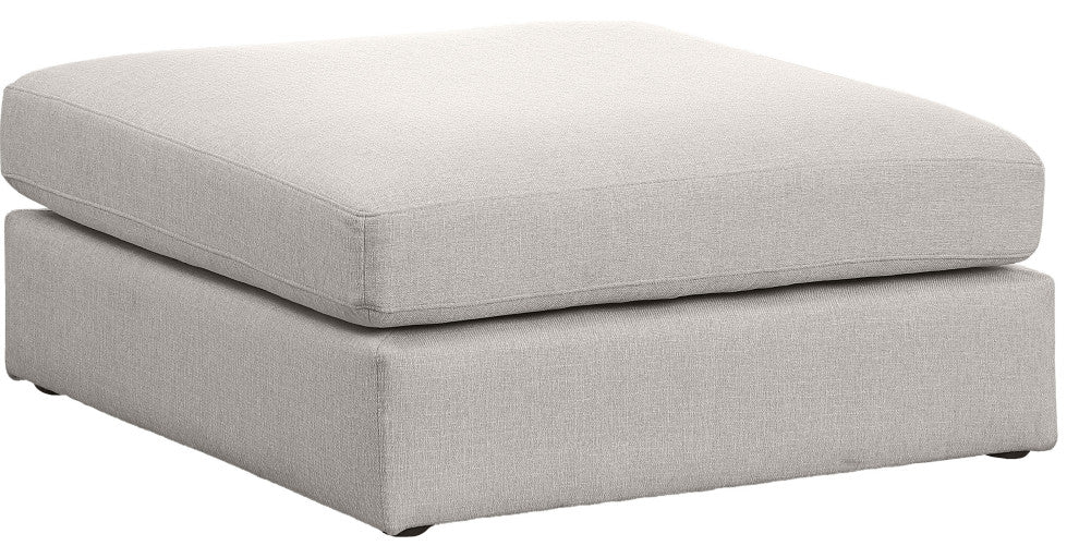Beckham Beige Durable Linen Textured Fabric Armless, Beige, Ottoman