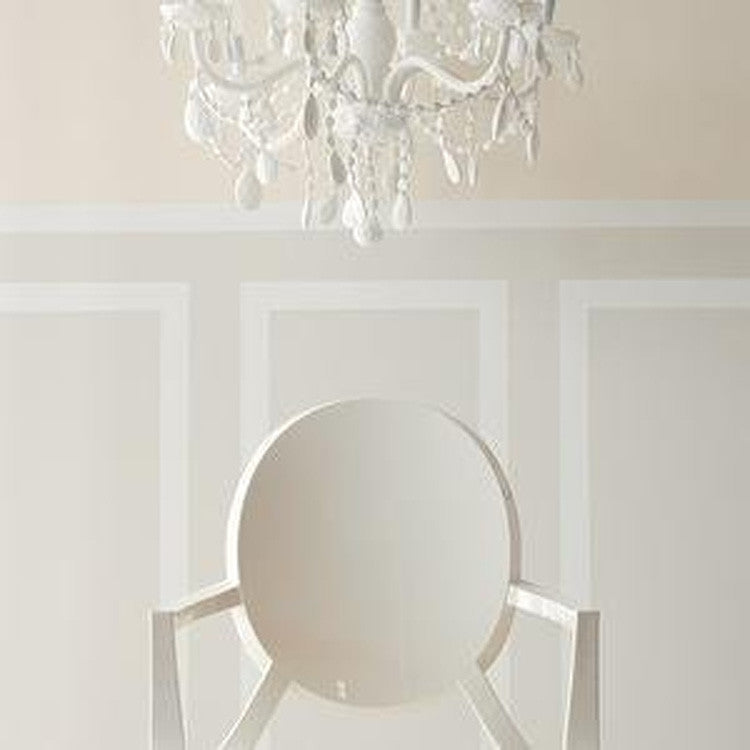 Designer Stackable Ghost Style Armchair With Arms Back Dining Chairs Solid Back, White