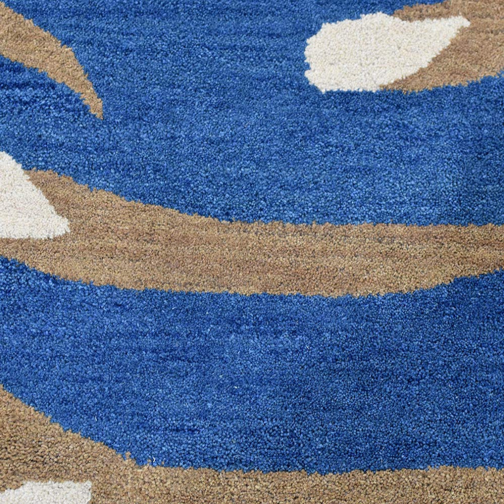 HAND TUFTED WOOL ECO-FRIENDLY AREA RUGS - Square,Blue,Contemporary