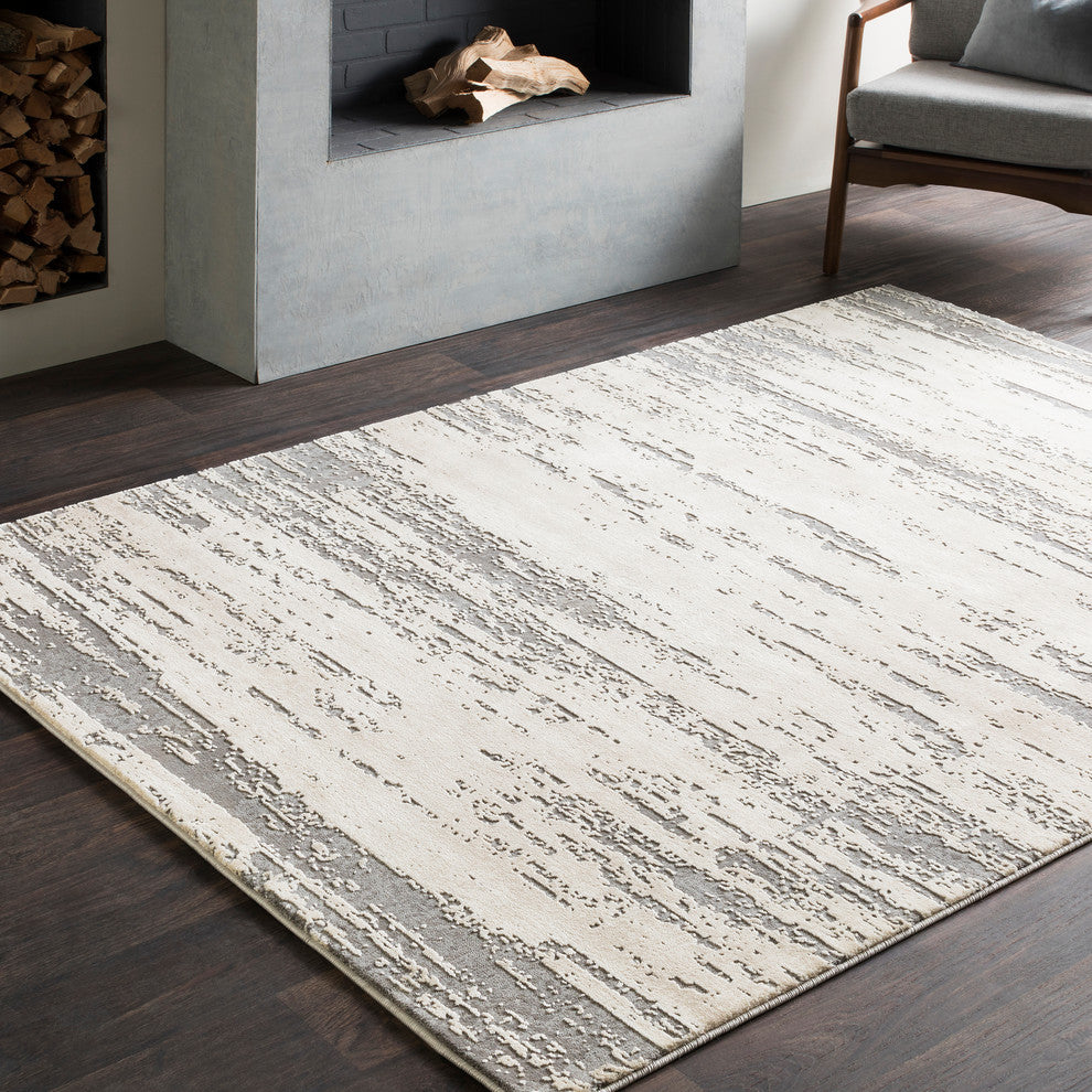Tibetan Modern Khaki, Cream Area Rug, 2'x3'