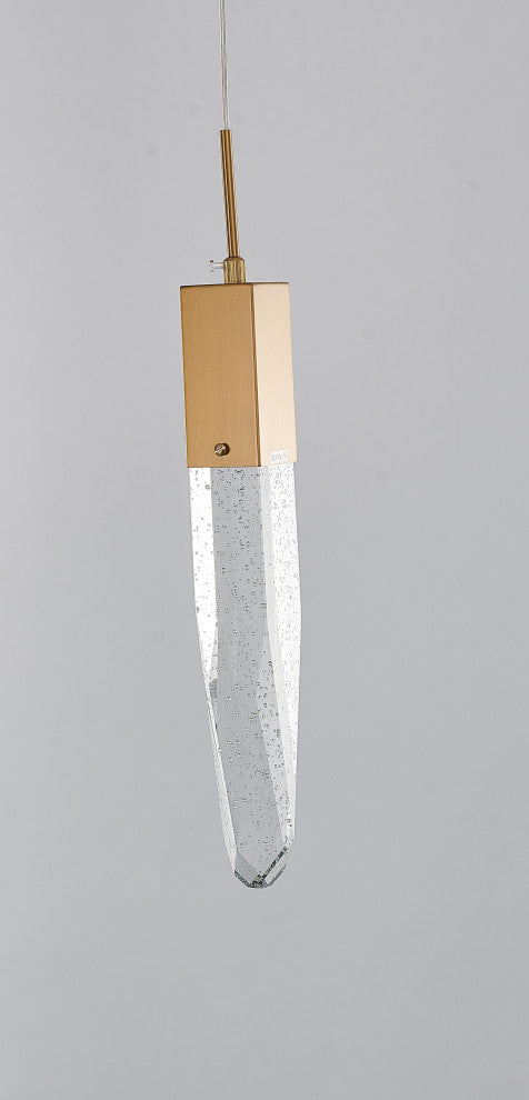Gold Metal Single Pendant Lighting Clear Bubble Iceberg Crystal