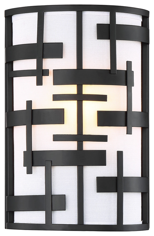 Nuvo Lansing 1-Light Incandescent Wall Mount Light Fixture, Textured Black