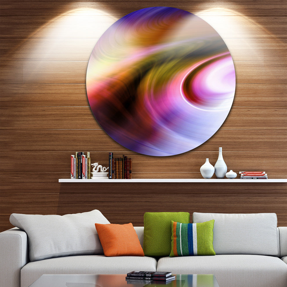 Curved Texture Of Colors, Abstract Digital Disc Metal Wall Art, 23"