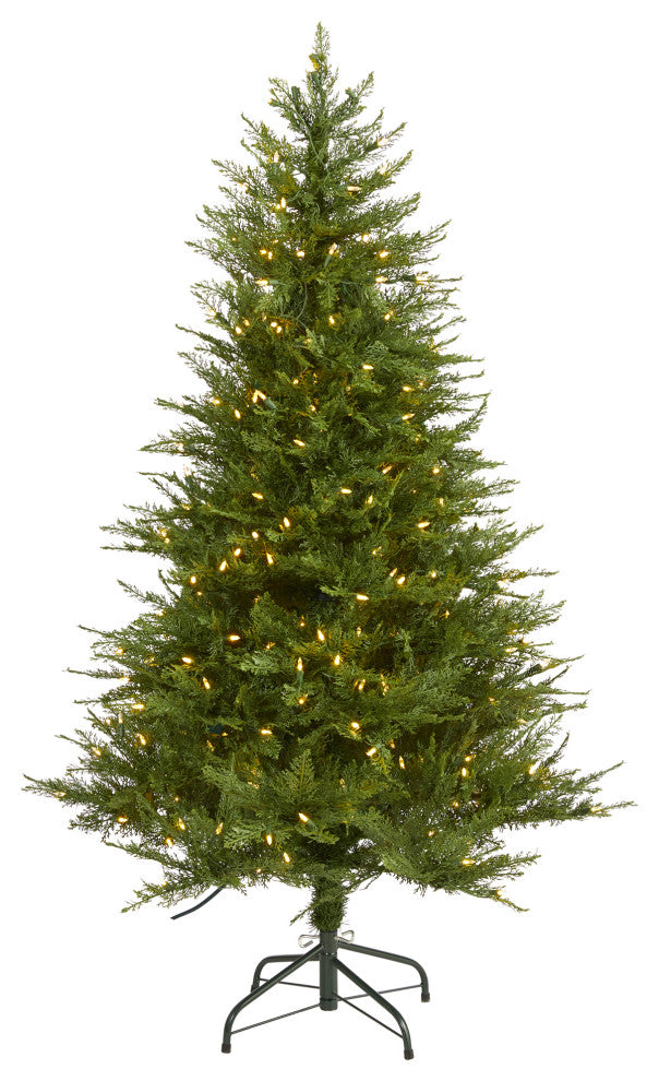 5' Wisconsin Fir Faux Xmas Tree W/ 250 Warm White Lights & 578 Bendable Branches