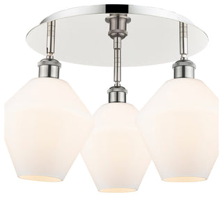 Cindyrella-3 Light 20" Flush Mount-Polished Nickel, Cased Matte White Shade