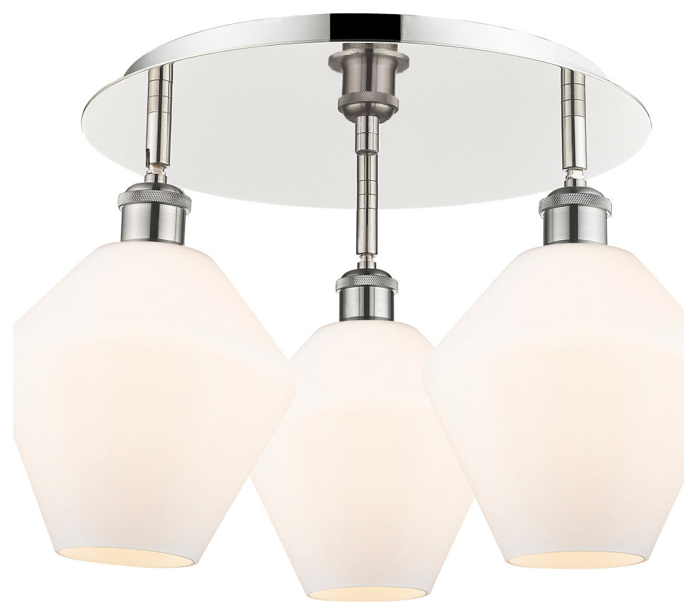 Cindyrella-3 Light 20" Flush Mount-Polished Nickel, Cased Matte White Shade