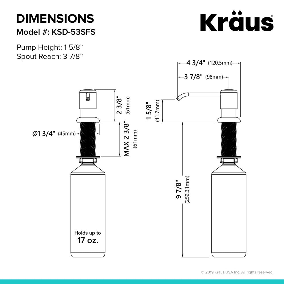 Soap Dispenser, All-Brite Spot Free Stainless Steel