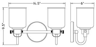 Zlite 340-2V-BN 2-Light Vanity, Clear Seeded