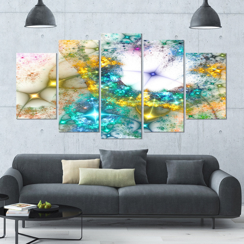 Blue Cosmic Black Hole., Contemporary Art on Canvas, 60"x32", 5 Panels
