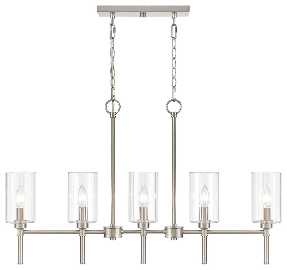 5 Light 36" Brushed Nickel Chandelier