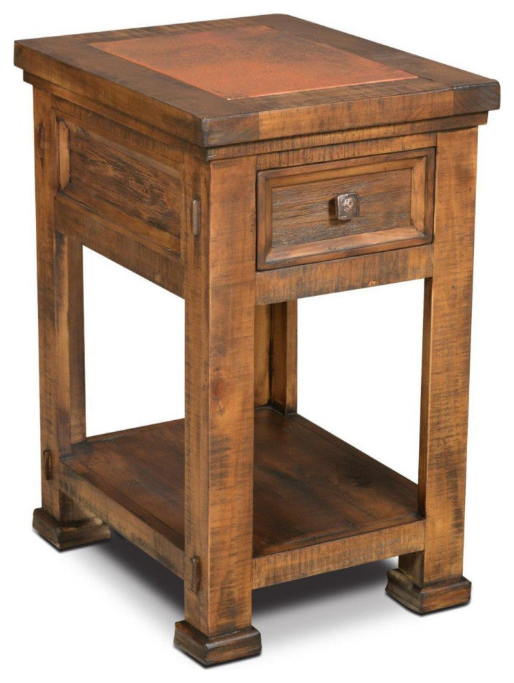 Crafters and Weavers Elements Collection Side Table with Copper Inlay