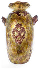 HomeRoots Rea Brown Amber Burgundy Green Ceramic Foil and Lacquer Ruffle Vase