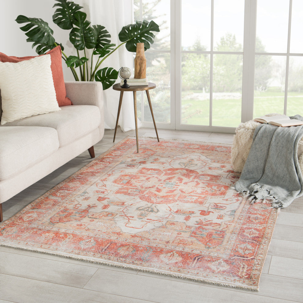 Jaipur Living Rhoda Medallion Orange/Ivory Area Rug, 2'6"x8'