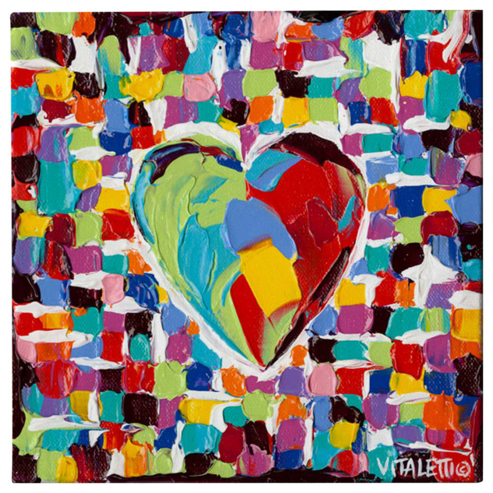 Mosaic Heart I' by Carolee Vitaletti Giclee Canvas Wall Art, 12"x12"