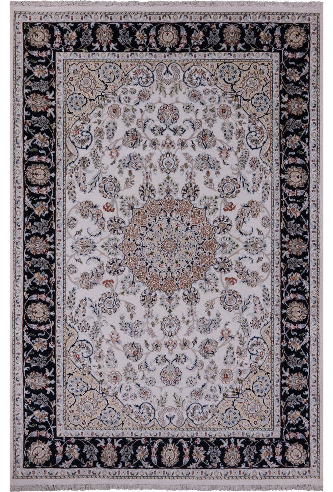 5' 10" X 9' 1" Wool & Silk Persian Nain Hand-Knotted Rug - Q14734