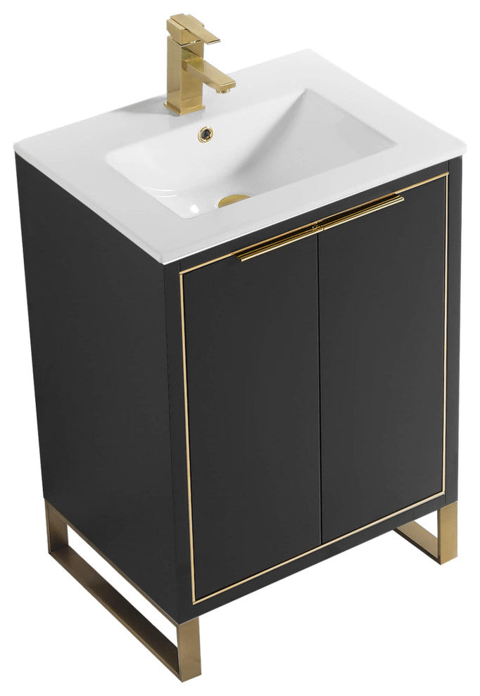 Fine Fixtures Opulence Collection Bathroom Vanity with White Ceramic Sink