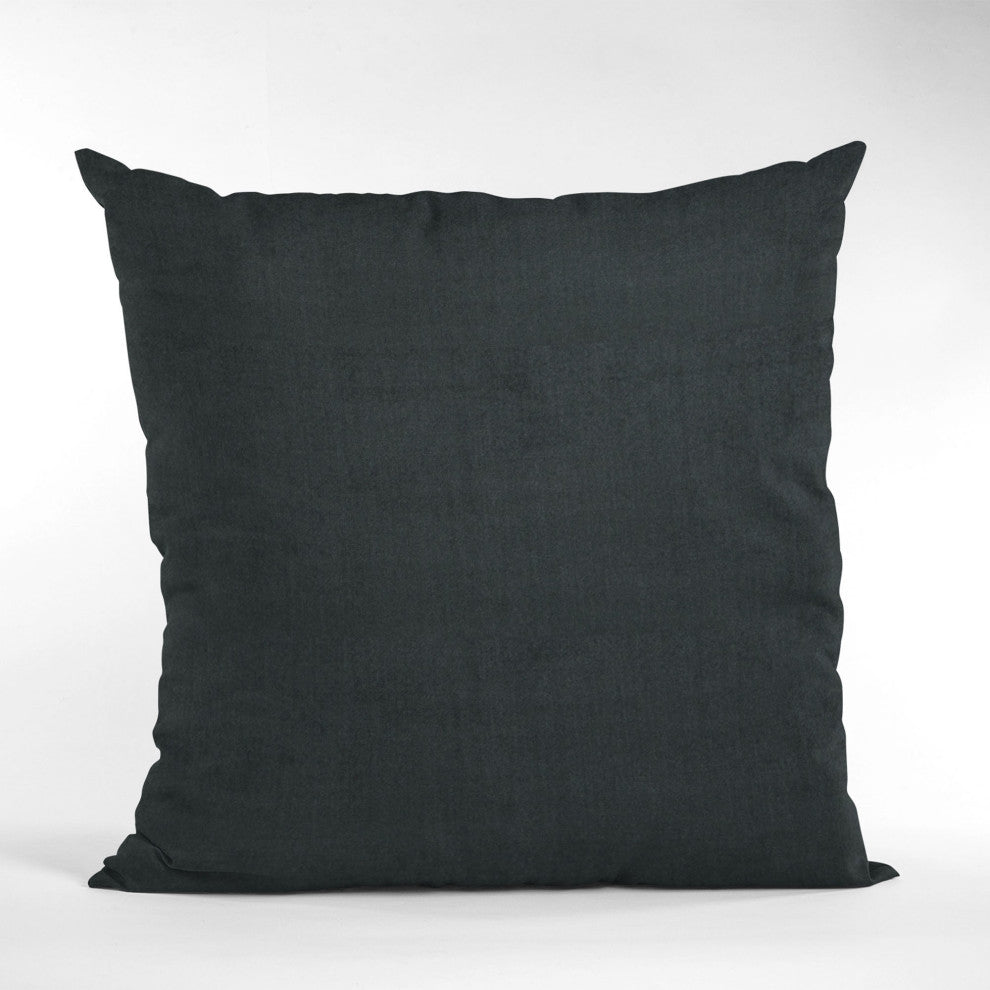Black Solid Shiny Velvet Luxury Throw Pillow, Double sided 18"x18"