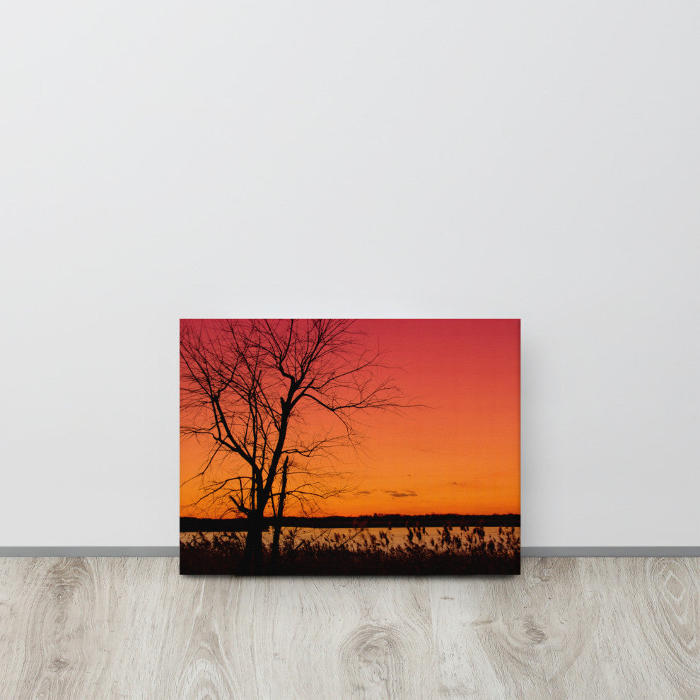 Burning Skies Rural Landscape Photograph Canvas Wall Art Print, 12" X 16"
