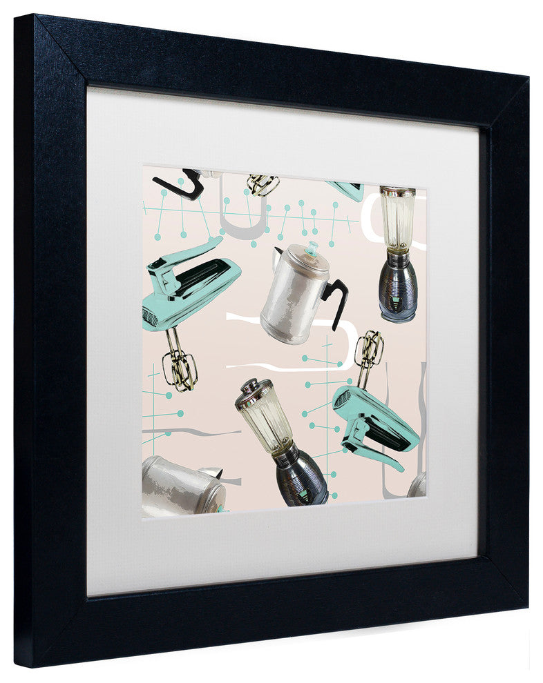 Color Bakery 'Fifties Patterns I' Art, Black Frame, White Matte, 11"x11"