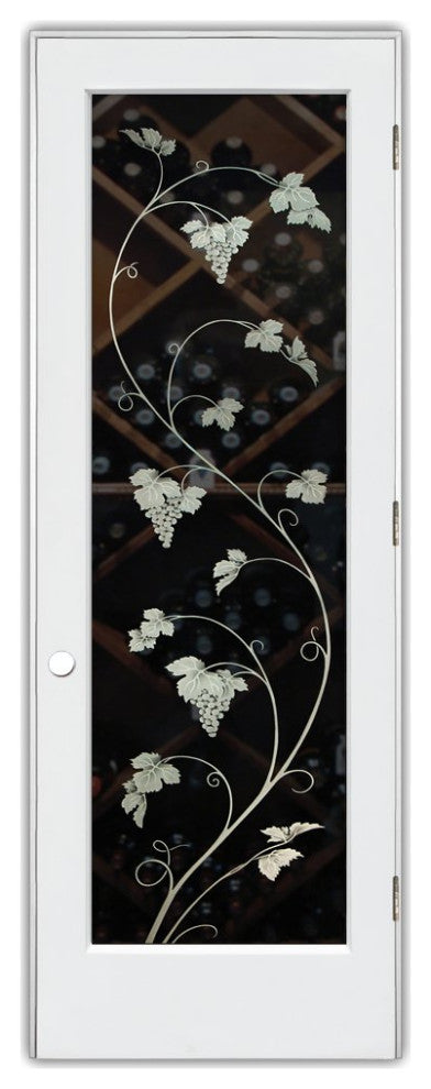 Wine Door - Vineyard Grapes Unfurled - Primed - 30" x 84" - Knob on Left -...