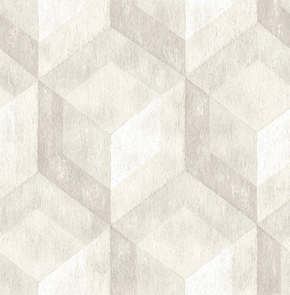 Rustic Wood Tile Geometric Wallpaper, Cream, Bolt