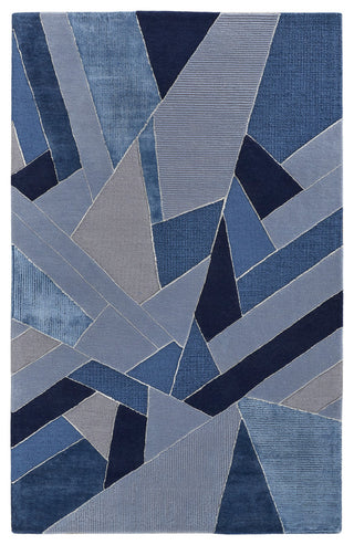 Weave & Wander Cutlor Graphic Wool Rug, Navy Blue/Opal Gray, 9ft x 12ft Rug