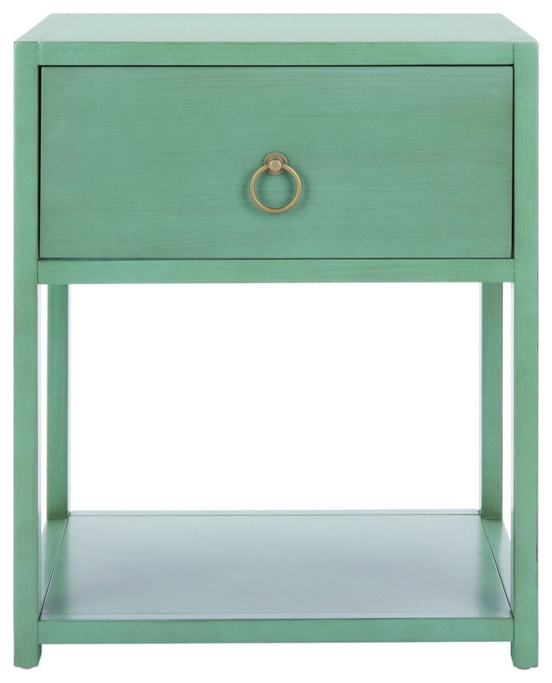 Safavieh Yudi 1 Drawer 1 Shelf Nightstand, Turquoise