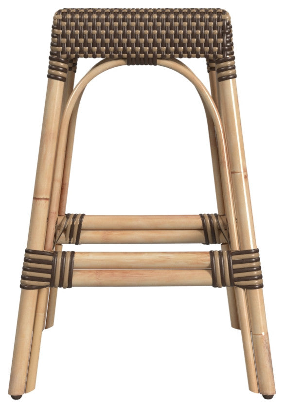 Robias Rectangular Rattan 24.5" Counter Stool, Brown