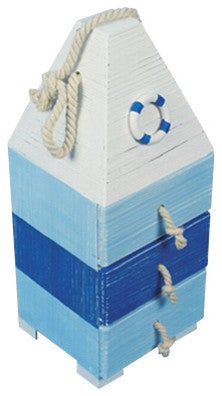 Blue and White Wooden Buoy With Drawers