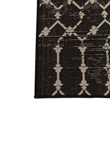 Outdoor Collection Geometric Area Rug - Bohemian Rug, Black, 5'3"x7'6"