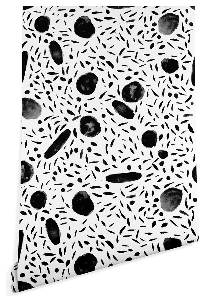 Deny Designs Mareike Boehmer Watercolor Dots Wallpaper, Black, 2'x10'