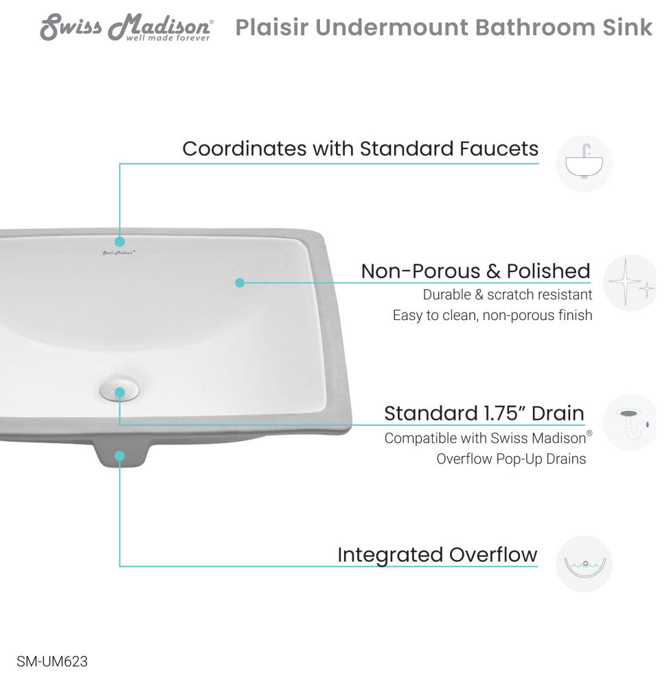 Plaisir 21" Rectangular Under-Mount Bathroom Sink