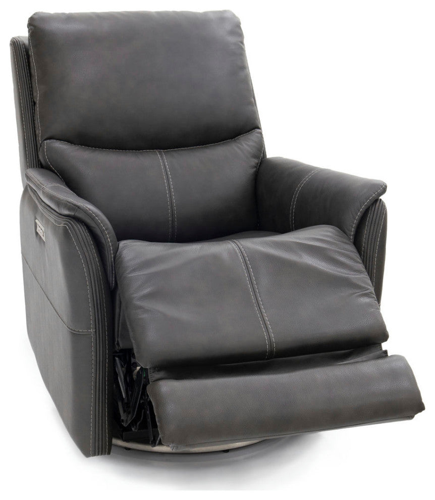 Salem Rainer Steel Swivel Recliner With Power Recline, Head Rest & Lumbar