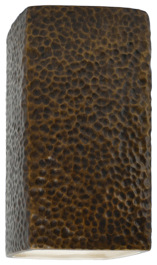 Ambiance, Small Rectangle, Open Top & Bottom Wall Sconce, E26, Incandescent, Hammered Polished Brass
