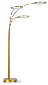 Angels 80"H Three Ring Dimmable LED Lights Arched Floor Lamp, Brushed Brass